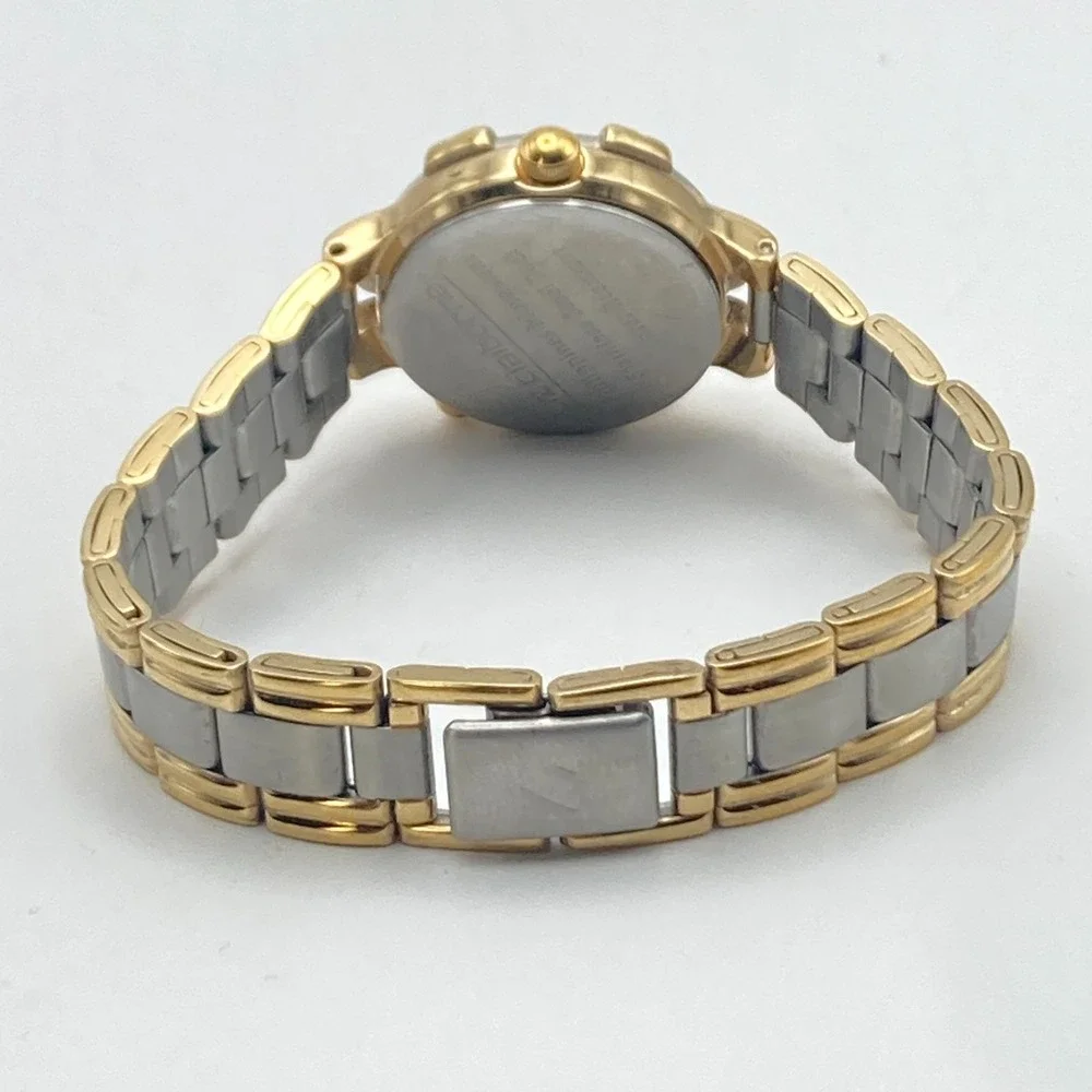 Vintage Liz Claiborne Womens Watch Indiglo Silver Gold Tone New Battery SMALL 6